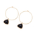 Gold plated onyx dangle hoop earrings, 'Elegant Embrace' - 18k Gold Plated Onyx Hoop Dangle Earrings from India