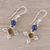 Citrine and lapis lazuli dangle earrings, 'Shimmering Star' - Sterling Silver Citrine and Lapis Lazuli Dangle Earrings