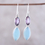 Amethyst and chalcedony dangle earrings, 'Luxurious Glow' - Sterling Silver Blue Chalcedony Amethyst Dangle Earrings