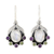 Multi-gemstone dangle earrings, 'Leaves of Glamour' - Rainbow Moonstone Peridot and Amethyst Dangle Earrings