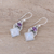 Rainbow moonstone and amethyst dangle earrings, 'Cloud Fragments' - Sterling Silver Rainbow Moonstone Amethyst Dangle Earrings