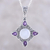 Rainbow moonstone and amethyst pendant necklace, 'Eternal Delight' - Amethyst and Rainbow Moonstone Silver Pendant Necklace