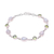 Rainbow moonstone and peridot link bracelet, 'Misty Forest' - Sterling Silver Rainbow Moonstone and Peridot Link Bracelet