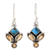 Citrine dangle earrings, 'Sparkling Unity' - Citrine and Composite Turquoise Dangle Earrings from India