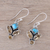 Citrine dangle earrings, 'Sparkling Unity' - Citrine and Composite Turquoise Dangle Earrings from India