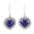 Pendientes colgantes de lapislázuli - Pendientes colgantes de corazón de plata de ley y lapislázuli azul