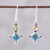 Citrine dangle earrings, 'Opulent Stars' - Sterling Silver Citrine and Composite Turquoise Earrings