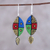 Ceramic dangle earrings, 'Blissful Colors' - Leaf-Themed Ceramic Dangle Earrings Crafted in India
