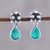 Onyx dangle earrings, 'Trinity Glitter' - Petite Indian Sterling Silver and Green Onyx Dangle Earrings