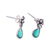Onyx dangle earrings, 'Trinity Glitter' - Petite Indian Sterling Silver and Green Onyx Dangle Earrings