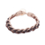 Men's leather braided bracelet, 'Earthy Combo' - Brown Leather Coconut Fiber Cotton and Bone Braided Bracelet