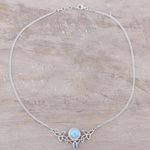Larimar and blue topaz pendant necklace, 'Glorious Sky' - Larimar and Blue Topaz Pendant Necklace from India