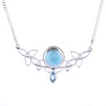 Larimar and blue topaz pendant necklace, 'Glorious Sky' - Larimar and Blue Topaz Pendant Necklace from India