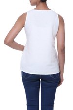 Sleeveless linen blend blouse, 'Ivory Whisper' - Sleeveless Cotton and Linen Blend Blouse