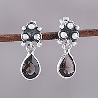 Featured review for Smoky quartz dangle earrings, Trinity Glitter