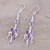 Amethyst chandelier earrings, 'Leafy Adornment' - Sterling Silver and Purple Amethyst Chandelier Earrings