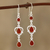 Onyx dangle earrings, 'Radiant Rain' - Red Onyx and Sterling Silver Elongated Dangle Earrings