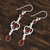 Onyx dangle earrings, 'Radiant Rain' - Red Onyx and Sterling Silver Elongated Dangle Earrings