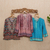 Embroidered tunic, 'Flowers of the Sea' - Embroidery Trim Tunic in Azure and Aqua from India (image 2c) thumbail