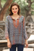 Embroidered tunic, 'Fashionable Intricacy' - Artisan-Embroidered Tunic from India thumbail