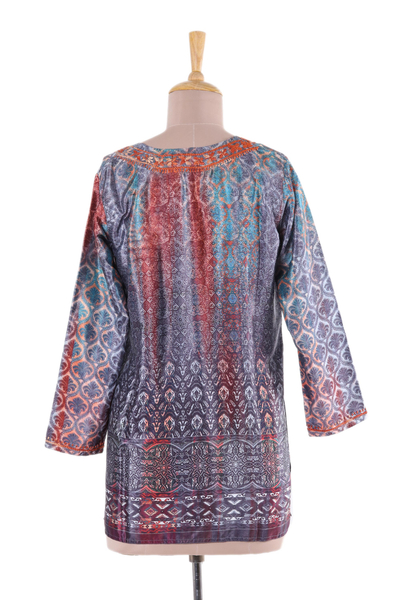 Embroidered tunic, 'Fashionable Intricacy' - Artisan-Embroidered Tunic from India