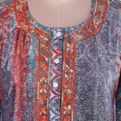 Artisan-Embroidered Tunic from India - Fashionable Intricacy | NOVICA