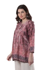 Embroidered tunic, 'Antique Petal' - Embroidered Tunic in Petal Pink and Cream from India