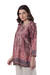 Embroidered tunic, 'Antique Petal' - Embroidered Tunic in Petal Pink and Cream from India (image 2e) thumbail