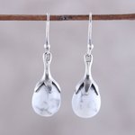 Howlite dangle earrings, 'Elegant Fruits' - Howlite and Sterling Silver Dangle Earrings from India