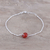 Carnelian pendant bracelet, 'Stylish Dazzle' - 2.5-Carat Carnelian Pendant Bracelet from India