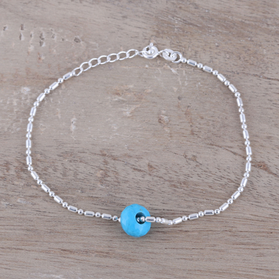 Sterling silver and composite turquoise pendant bracelet, 'Stylish Dazzle' - Sterling Silver and Composite Turquoise Pendant Bracelet