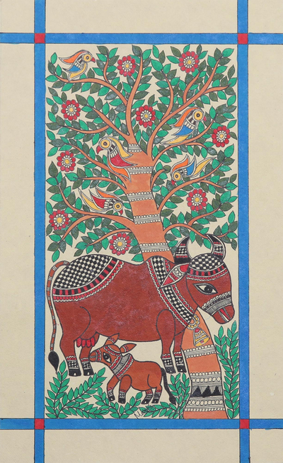 Mother and Child Madhubani Painting from India
