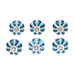 Ceramic knobs, 'Blue Vine' (set of 6) - Hand Painted Ceramic Drawer Pulls in Blue (Set of 6)