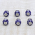 Ceramic knobs, 'Blue Majesty' (set of 6) - Set of 6 Handpainted Ceramic Knobs with Floral Motifs thumbail