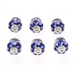 Ceramic knobs, 'Blue Majesty' (set of 6) - Set of 6 Handpainted Ceramic Knobs with Floral Motifs