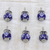 Ceramic knobs, 'Blue Majesty' (set of 6) - Set of 6 Handpainted Ceramic Knobs with Floral Motifs (image 2b) thumbail