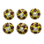 Tiradores de cerámica, (juego de 6) - Pomos de cerámica con motivos florales amarillos y rojos (juego de 6)