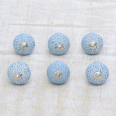 Ceramic knobs, Skyflower (set of 6)