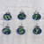 Ceramic knobs, 'Watercolor' (set of 6) - Blue and Green Abstract Drawer Pulls in Ceramic (Set of 6) (image 2b) thumbail