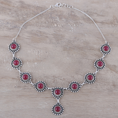 Jasper link necklace, 'Red Mystique' - Jasper Link Pendant Necklace from India