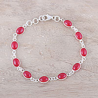 Jasper link bracelet, 'Elegant' - Jasper Link Bracelet from India