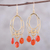 Gold plated onyx chandelier earrings, 'Orange Romance' - 22k Gold Plated Orange Onyx Chandelier Earrings from India