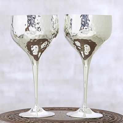 Lead-Free Fancy Necklace Embossed Pattern Glass Stemware Goblet