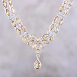 Citrine pendant necklace, 'Evening in Delhi' - 17-Carat Citrine Pendant Necklace from India
