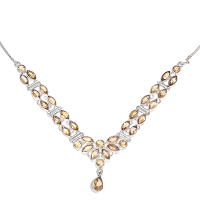 Citrine pendant necklace, 'Evening in Delhi' - 17-Carat Citrine Pendant Necklace from India