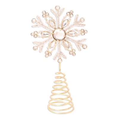 Beaded tree topper, 'Shimmering Snowflake' - Faux Gemstone Covered Snowflake Tree Topper