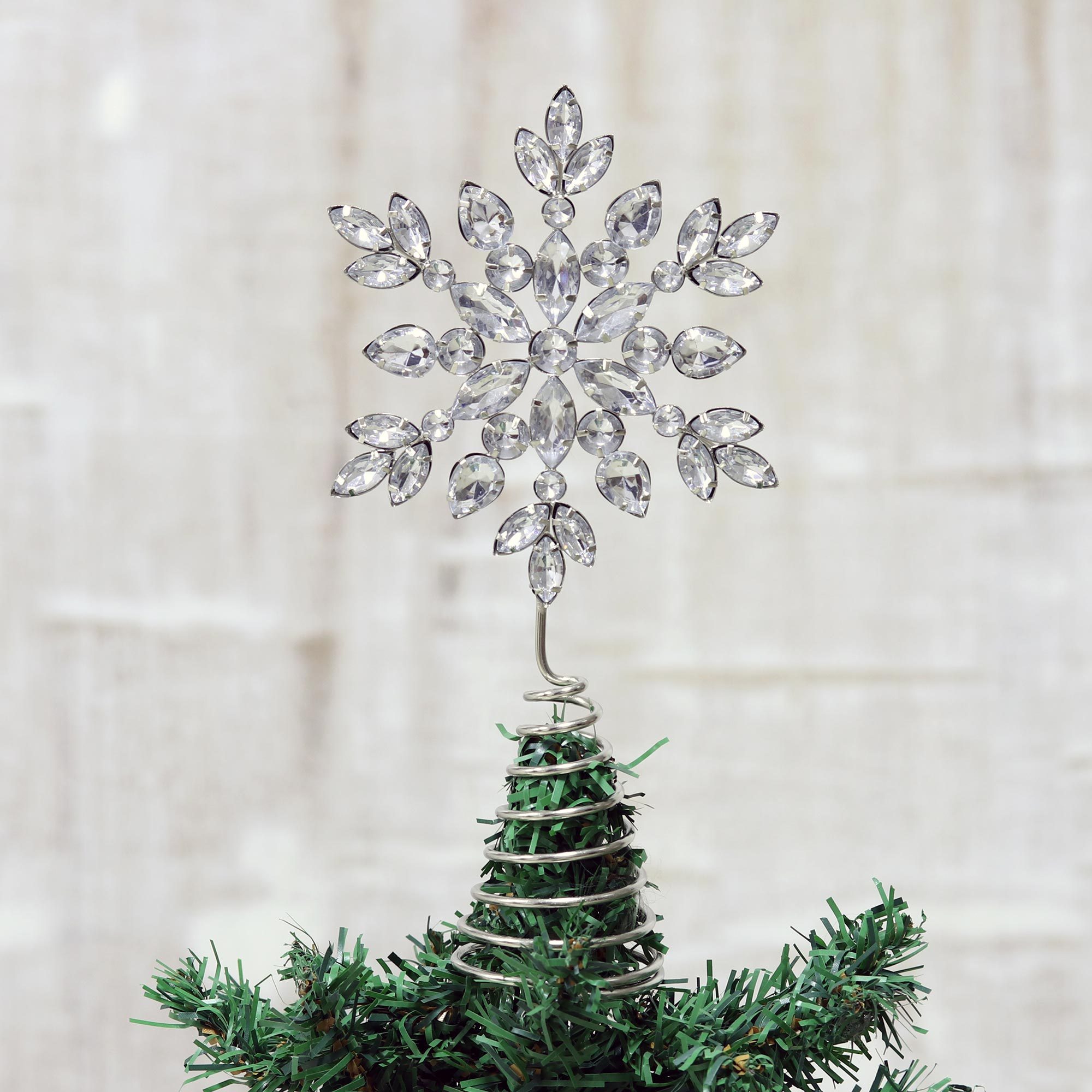 Silver Toned Sparkling Snowflake Tree Topper Sparkling Snowflake