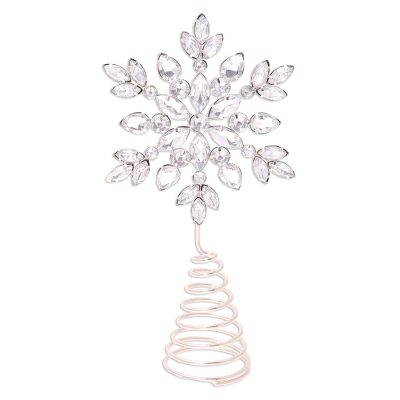 Beaded tree topper, 'Sparkling Snowflake' - Silver Toned Sparkling Snowflake Tree Topper