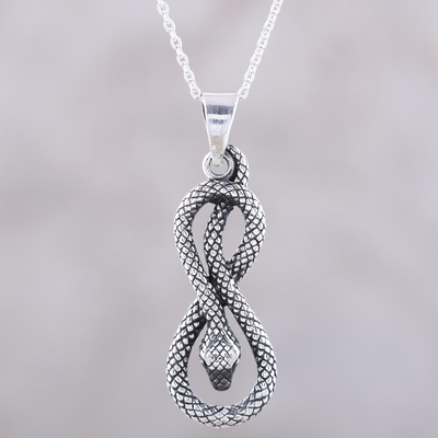 Sterling silver pendant necklace, Twisting Serpent