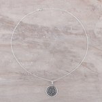 Sterling silver pendant necklace, 'Shri Yantra Mantra' - Intersecting Triangles Sterling Silver Pendant Necklace